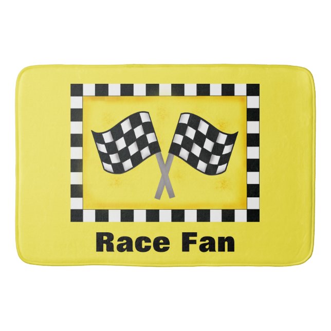 Motor Racing Black White Checkered Flag Custom Bathroom Mat (Front)