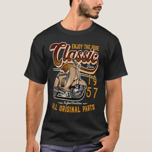 Motor Scooter Classic Moped Rider Birthday 1957 T_Shirt