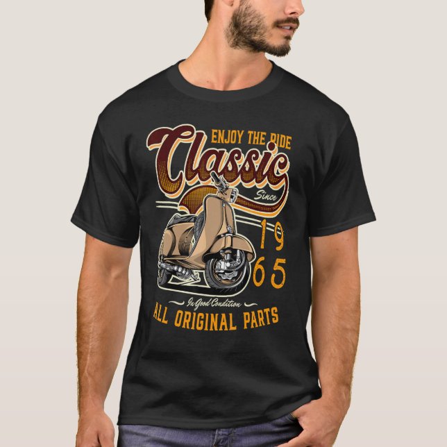Motor Scooter Classic Moped Rider Birthday 1965 T-Shirt (Front)