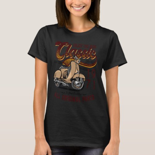 Motor Scooter Classic Moped Rider Birthday 1971 T_Shirt