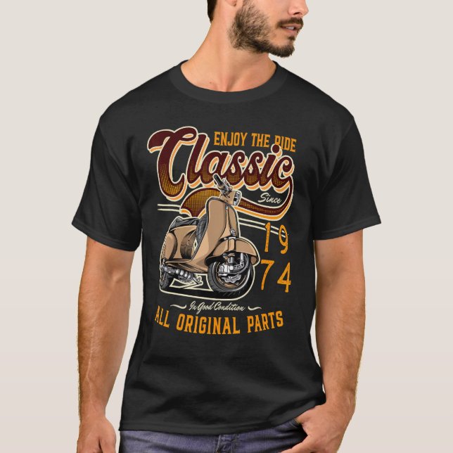 Motor Scooter Classic Moped Rider Birthday 1974 T-Shirt (Front)