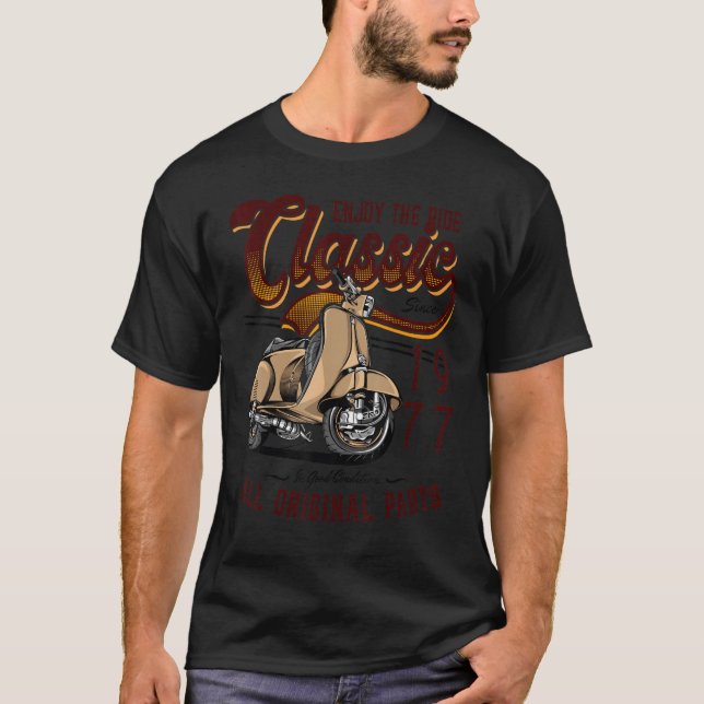 Motor Scooter Classic Moped Rider Birthday 1977 T-Shirt (Front)