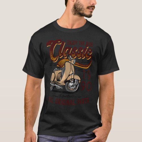 Motor Scooter Classic Moped Rider Birthday 1990 T_Shirt