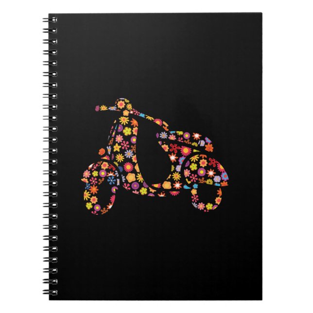 Motor Scooter Flower Pattern Notebook (Front)