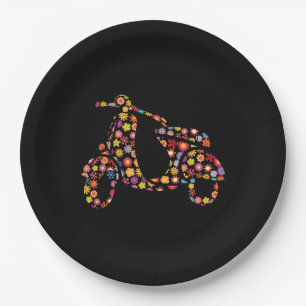 Motor Scooter Flower Pattern Paper Plates