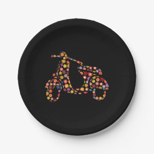 Motor Scooter Flower Pattern Paper Plates
