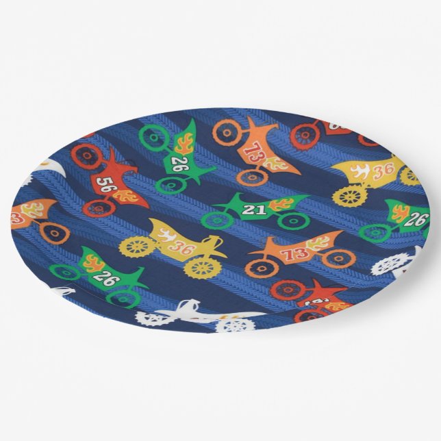 Motorama Dirt Bikes Paper Plates (Angled)
