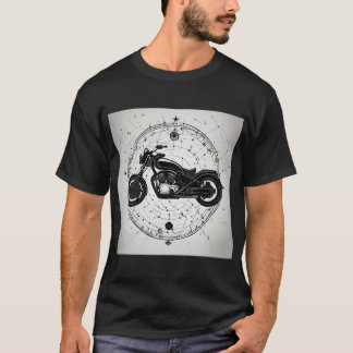 Motorbike and Constellation Illustration Original T-Shirt