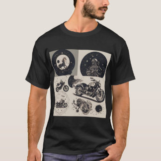 Motorbike and Constellation Illustration Original T-Shirt