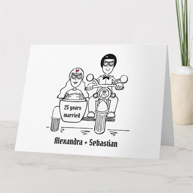 Motorbike and Sidecar Wedding Anniversary Card (Front)