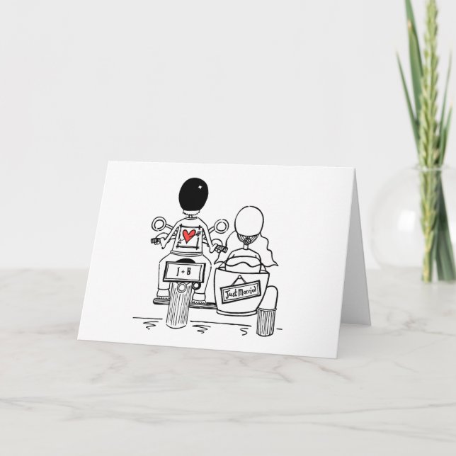 Motorbike and Sidecar Wedding Card (Front)