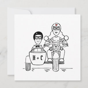 Motorbike and Sidecar Wedding Evening Reception Invitation