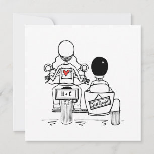 Motorbike and Sidecar Wedding Evening Reception Invitation