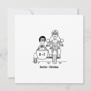 Motorbike and Sidecar Wedding Evening Reception Invitation