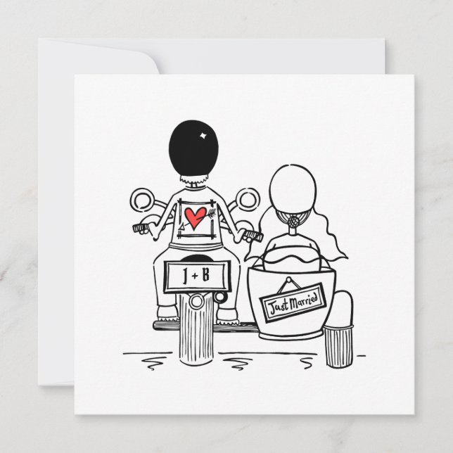 Motorbike and Sidecar Wedding Evening Reception Invitation (Front)