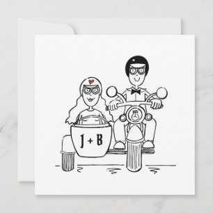 Motorbike and Sidecar Wedding Invitation