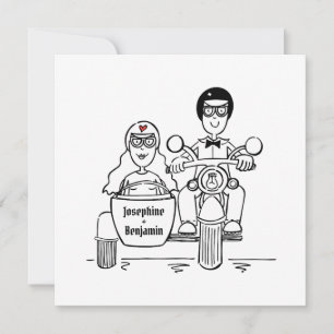 Motorbike and Sidecar Wedding Invitation