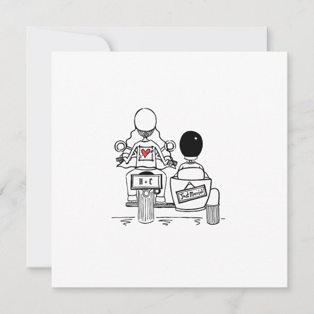 Motorbike and Sidecar Wedding Invitation (Front)