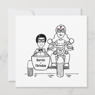 Motorbike and Sidecar Wedding Invitation
