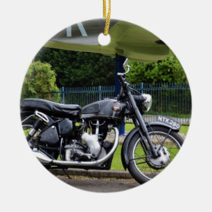 Motorbike And Spitfire Ceramic Ornament