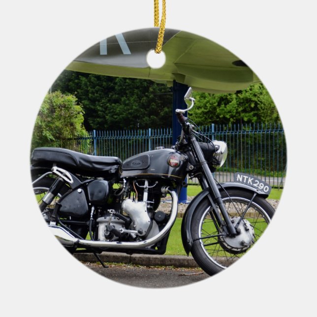 Motorbike And Spitfire Ceramic Ornament (Front)