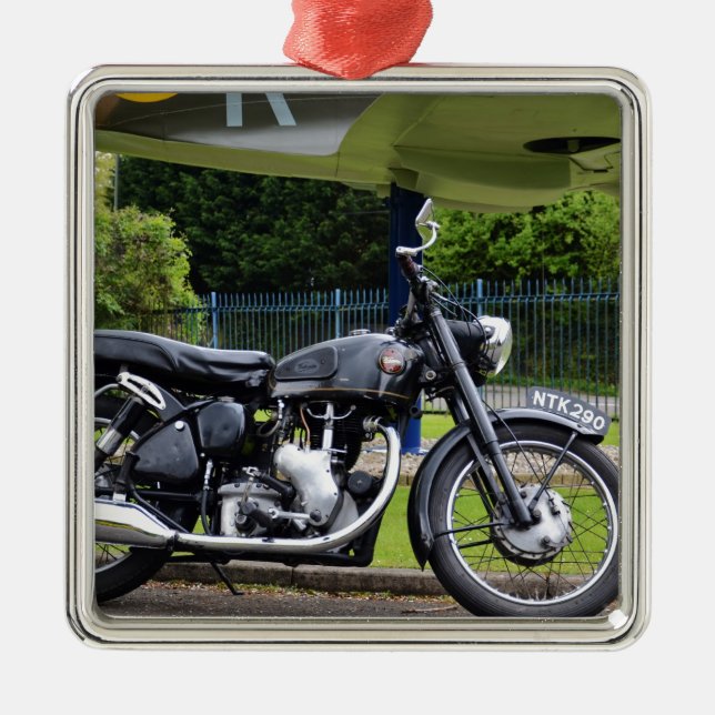 Motorbike And Spitfire Metal Ornament (Front)