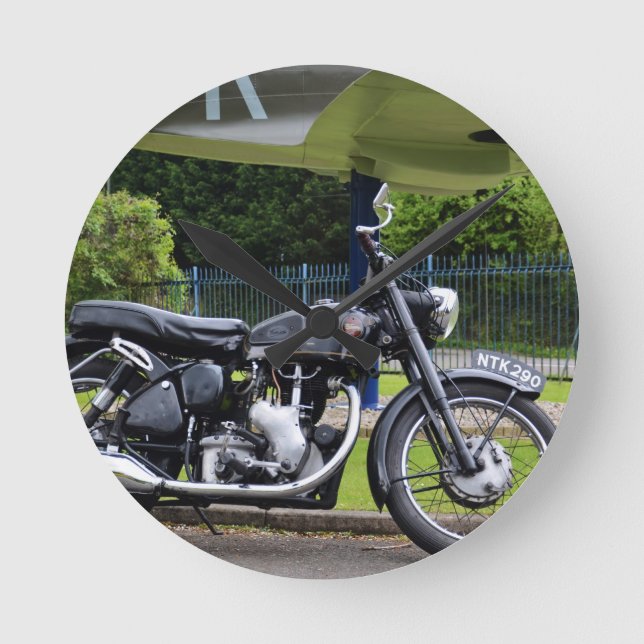 Motorbike And Spitfire Round Clock (Front)