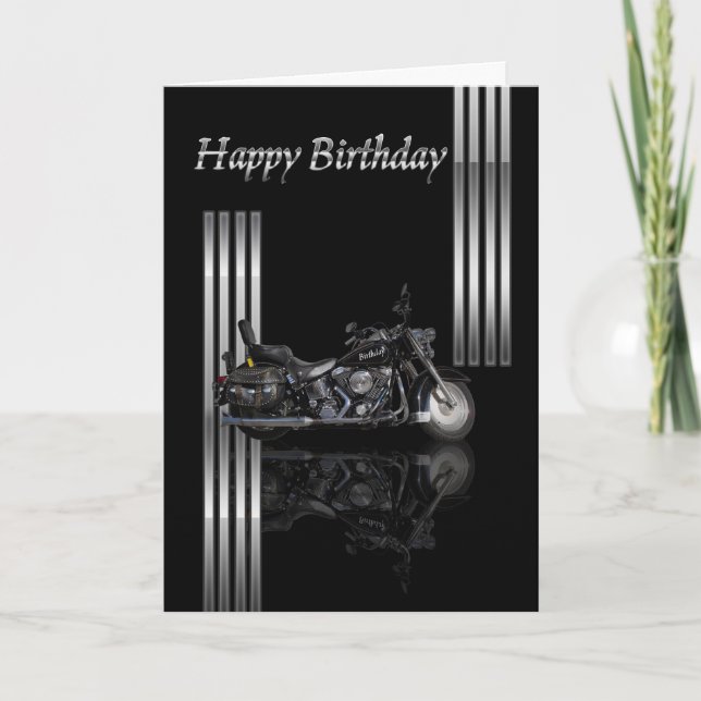 Motorbike Birthday Card Metallic (Front)