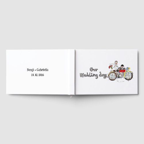 Motorbike Bride and Groom Wedding Guest Book