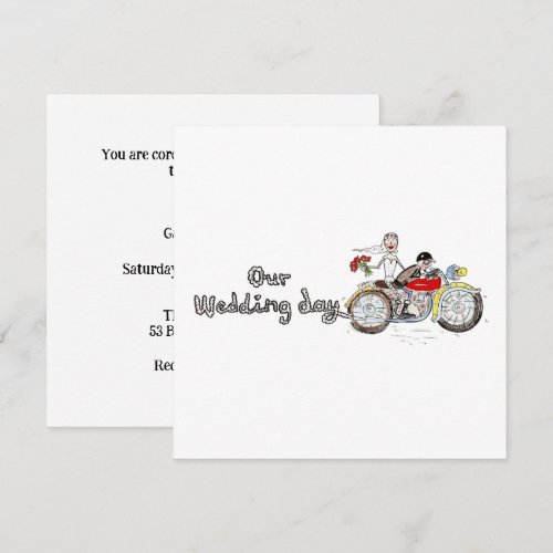 Motorbike Bride and Groom Wedding Invitation