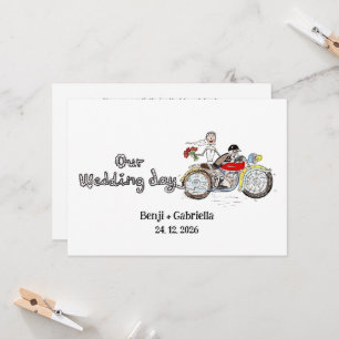 Motorbike Bride and Groom Wedding Invitation