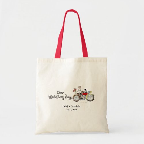 Motorbike Bride and Groom Wedding Tote Bag
