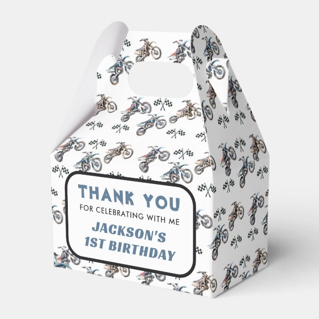 Motorbike Dirt Bike Birthday Party Favor Boxes (Front Side)