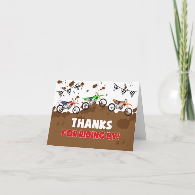 Motorbike Folded Thank You Card Dirt Bike (Front)