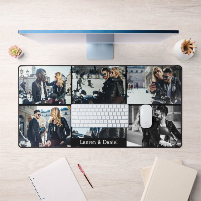 Motorbike Lover Personalize Image Valentine Couple Desk Mat (Office 1)