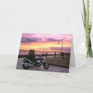 Motorbike Lovers at Sunset Card