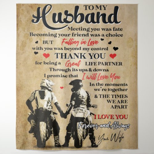 Motorbike Lovers To My Husband   Tapestry