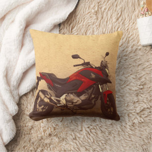 Motorbike Motorcycle Bike Biker Rider Throw Pillow