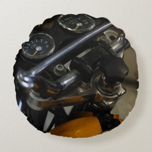 Motorbike Motorcycle Biker Rider Round Pillow