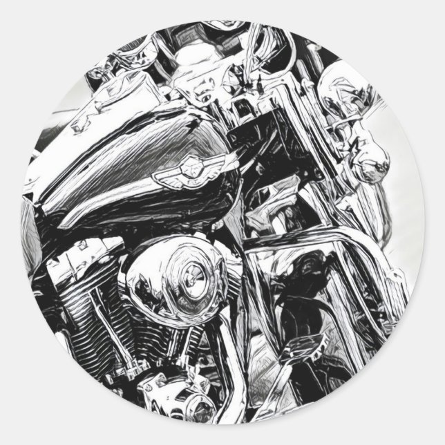 Motorbike Motorcycle Sketch Sticker (Front)