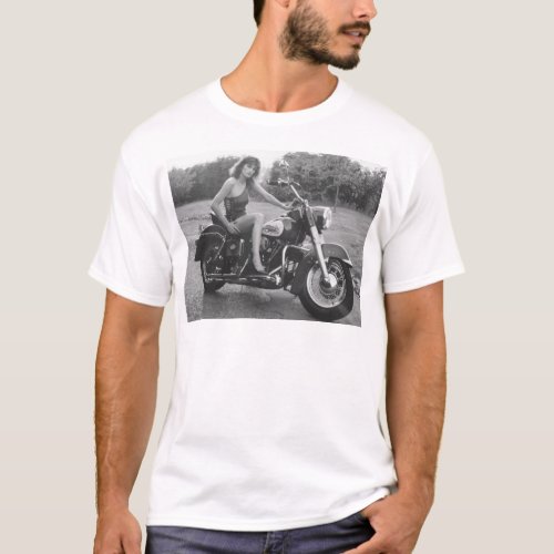 Motorbike Pinup Girl T_Shirt