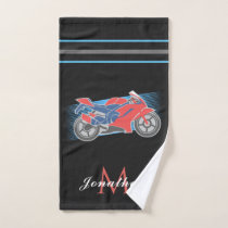 Motorbike Racing Motorcycle Initial & Name Sports  Hand Towel