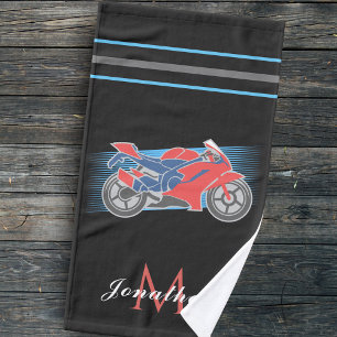 Motorbike Racing Motorcycle Initial & Name Sports Hand Towel