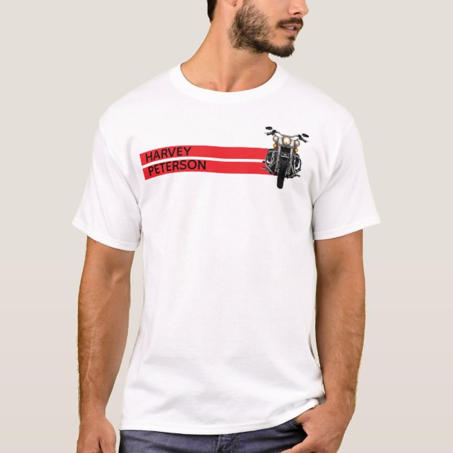 MOTORBIKE RED STRIPES Personalized T-Shirt (Front)