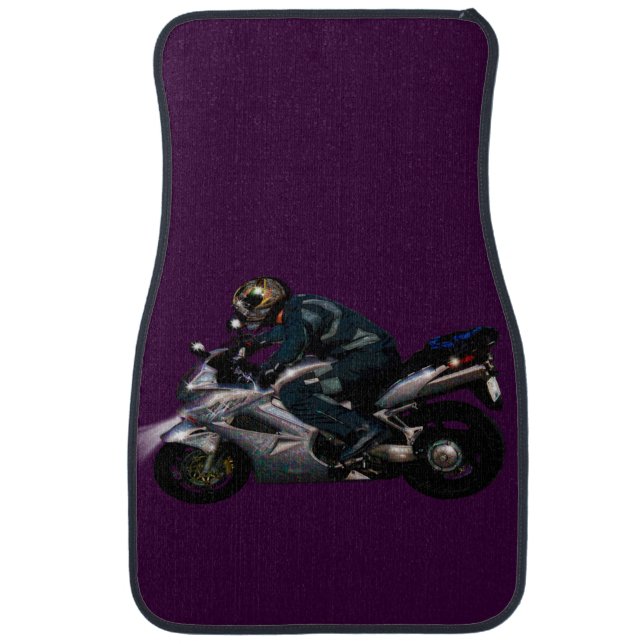 Motorbike Rider Motorcyclist Biker design Car Mat (Front)