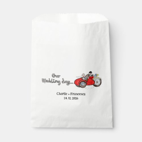 Motorbike & Sidecar Bride and Groom Wedding Favor Bag