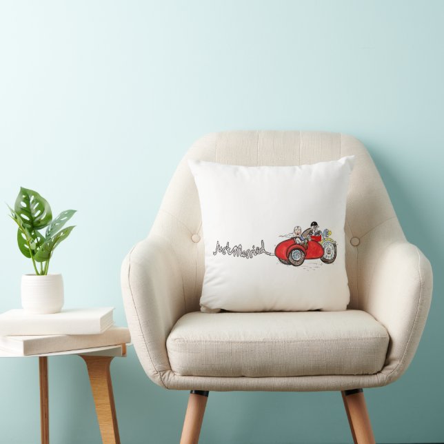 Motorbike & Sidecar Bride and Groom Wedding Throw Pillow (Chair)