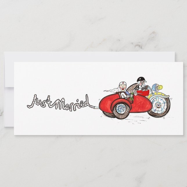 Motorbike & Sidecar Wedding Evening Invitation (Front)