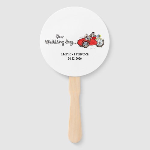 Motorbike & Sidecar Wedding Hand Fan
