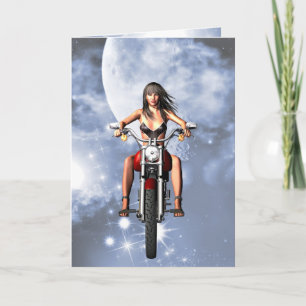 Motorbiker girl birthday card